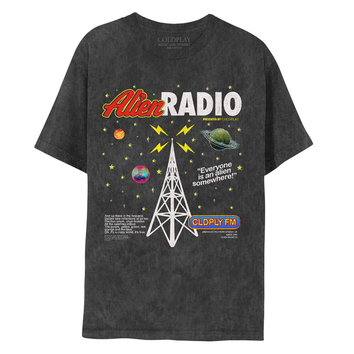 ALIEN RADIO MUSIC OF THE SPHERES WORLD TOUR TEE 2025 ALIEN RADIO MUSIC OF THE SPHERES WORLD TOUR TEE 2025