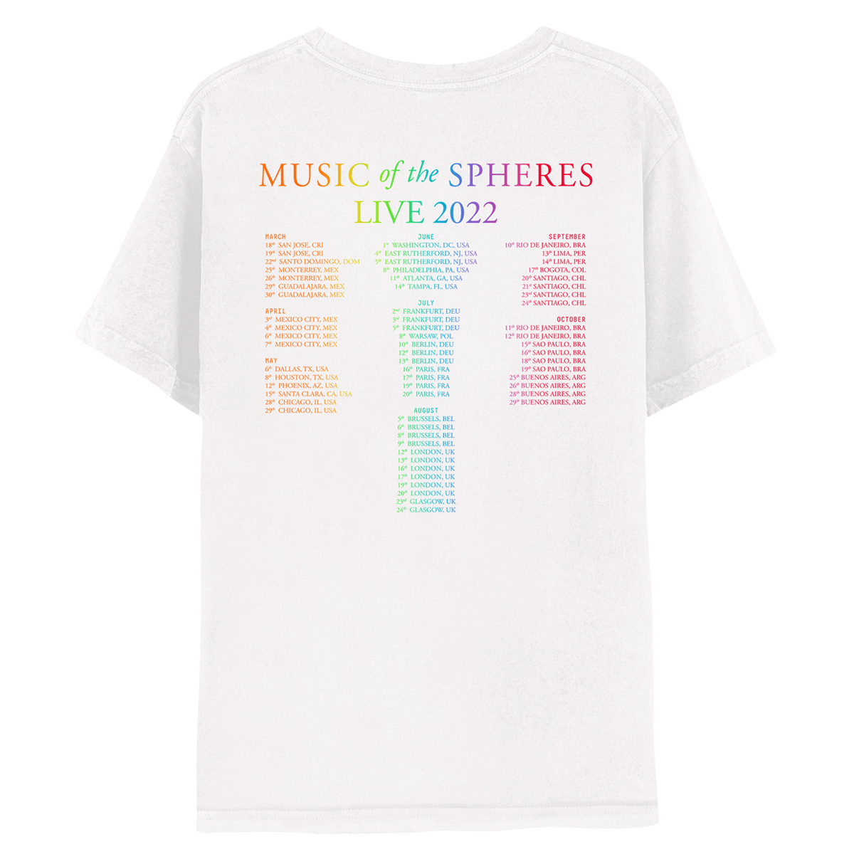 Washington D.C. June 1 Music Of The Spheres World Tour 2022 Tee - Limited Edition