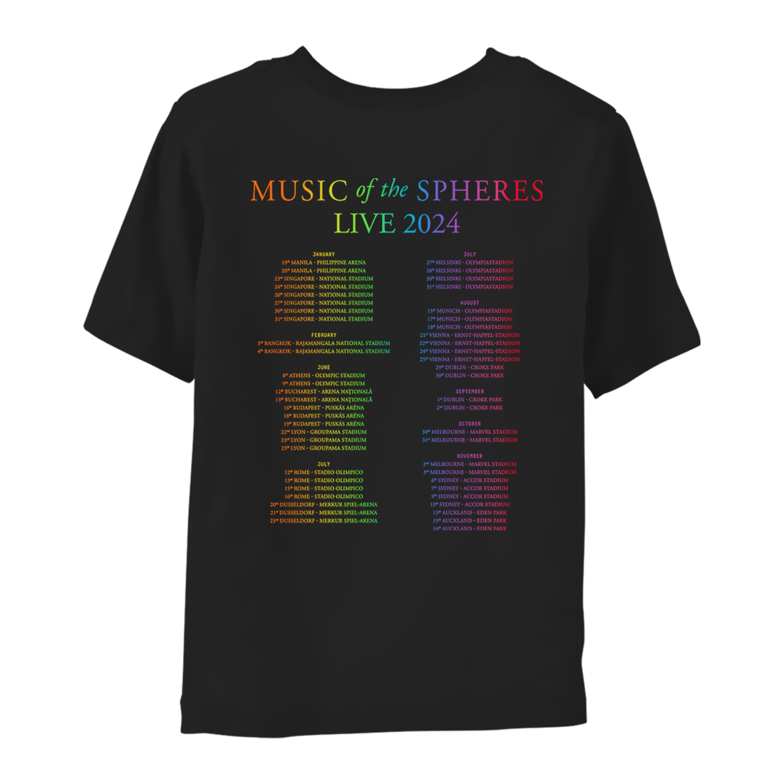 Music Of The Spheres Tour 2024 Youth Tee - Black
