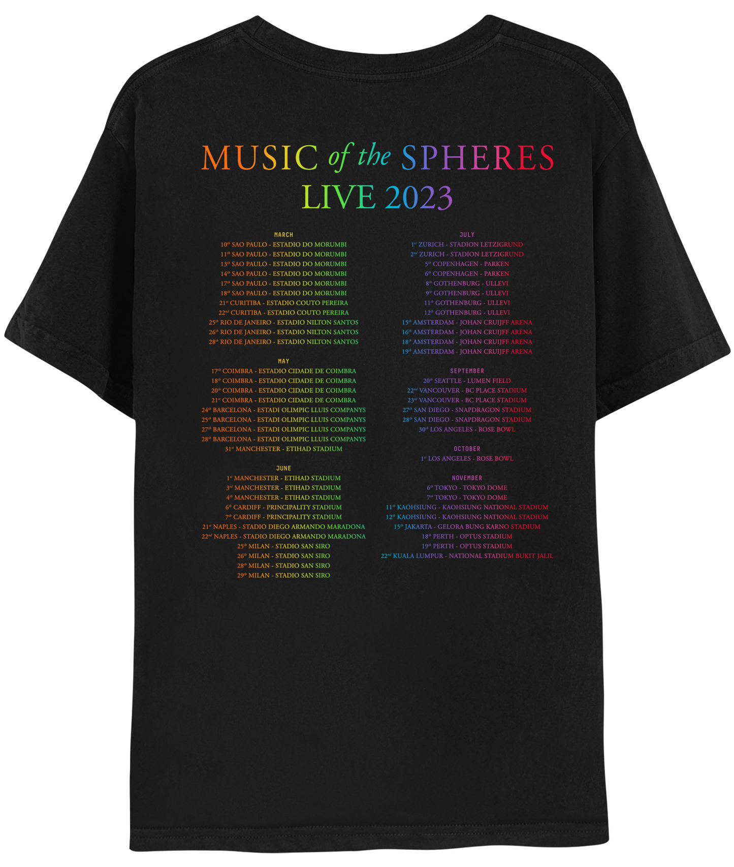 2023 Music Of The Spheres Tour Tee - Black