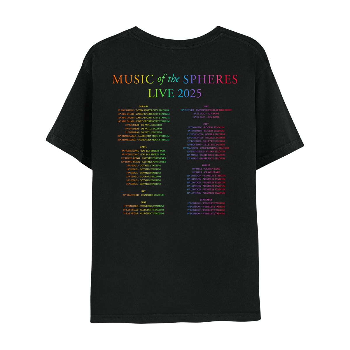 MUSIC OF THE SPHERES WORLD TOUR 2025 TEE - BLACK