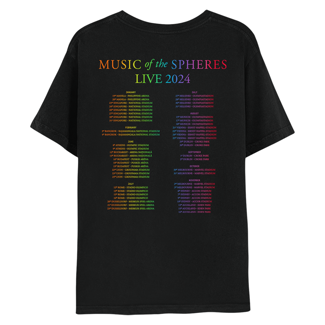 Music Of The Spheres Tour 2024 Tee - Black